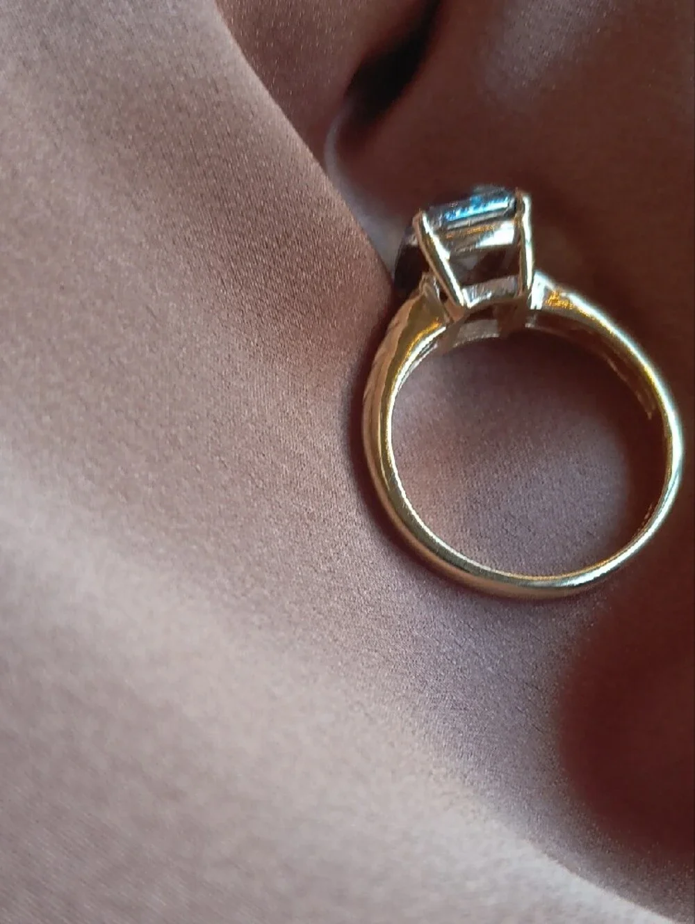 Gold-Tone Ring with Iridescent Square Crystal - Women Jewelry